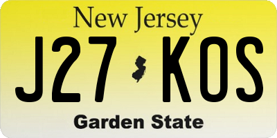 NJ license plate J27KOS