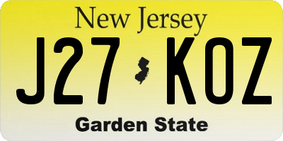 NJ license plate J27KOZ
