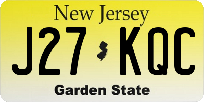 NJ license plate J27KQC
