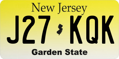 NJ license plate J27KQK