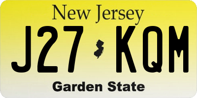 NJ license plate J27KQM