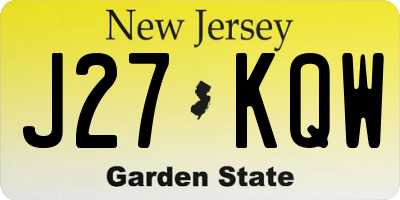 NJ license plate J27KQW