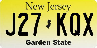 NJ license plate J27KQX