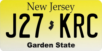 NJ license plate J27KRC