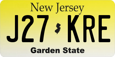 NJ license plate J27KRE