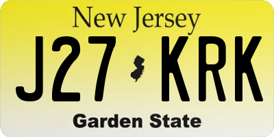 NJ license plate J27KRK