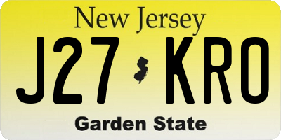 NJ license plate J27KRO