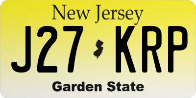 NJ license plate J27KRP