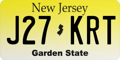 NJ license plate J27KRT