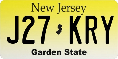 NJ license plate J27KRY