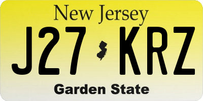 NJ license plate J27KRZ