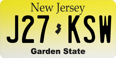 NJ license plate J27KSW