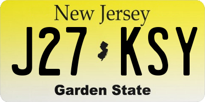NJ license plate J27KSY