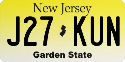 NJ license plate J27KUN