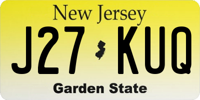 NJ license plate J27KUQ
