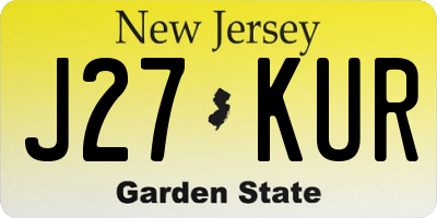 NJ license plate J27KUR