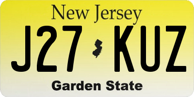 NJ license plate J27KUZ