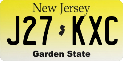 NJ license plate J27KXC