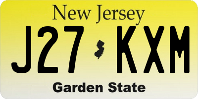 NJ license plate J27KXM