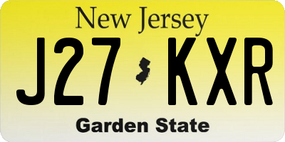 NJ license plate J27KXR