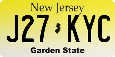 NJ license plate J27KYC