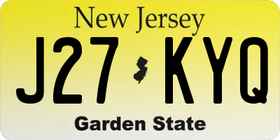 NJ license plate J27KYQ