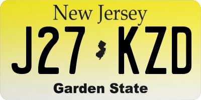 NJ license plate J27KZD