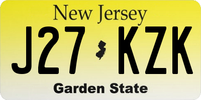 NJ license plate J27KZK