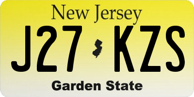 NJ license plate J27KZS