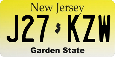 NJ license plate J27KZW