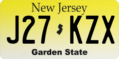 NJ license plate J27KZX