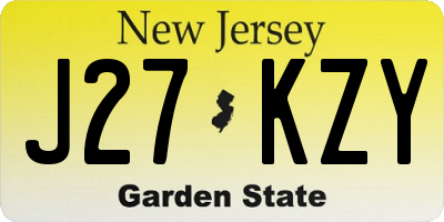 NJ license plate J27KZY