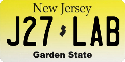 NJ license plate J27LAB