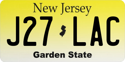 NJ license plate J27LAC