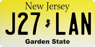 NJ license plate J27LAN