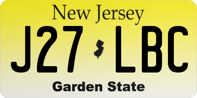 NJ license plate J27LBC