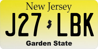 NJ license plate J27LBK