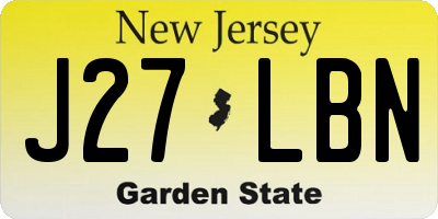 NJ license plate J27LBN