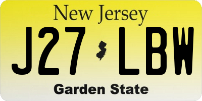 NJ license plate J27LBW