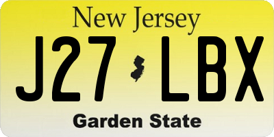 NJ license plate J27LBX