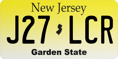 NJ license plate J27LCR