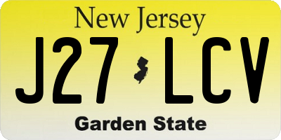 NJ license plate J27LCV