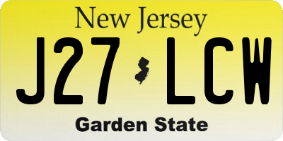 NJ license plate J27LCW