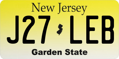 NJ license plate J27LEB