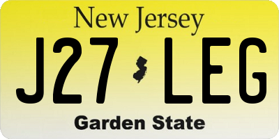 NJ license plate J27LEG