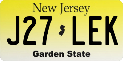 NJ license plate J27LEK