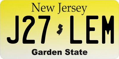 NJ license plate J27LEM