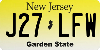 NJ license plate J27LFW