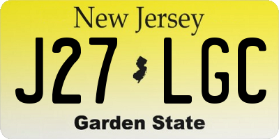 NJ license plate J27LGC