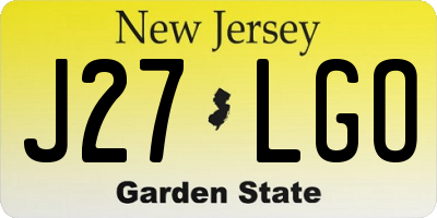 NJ license plate J27LGO